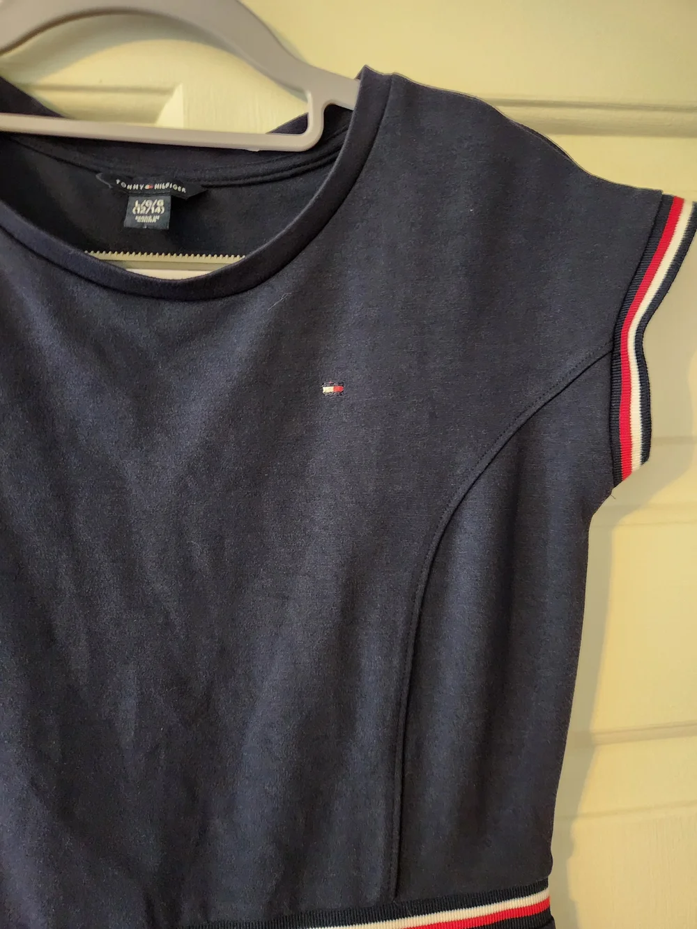 Tommy Hilfiger Girl's Blue Knit A-line Knee-length Dress Preppy Y2k, Large 12/14